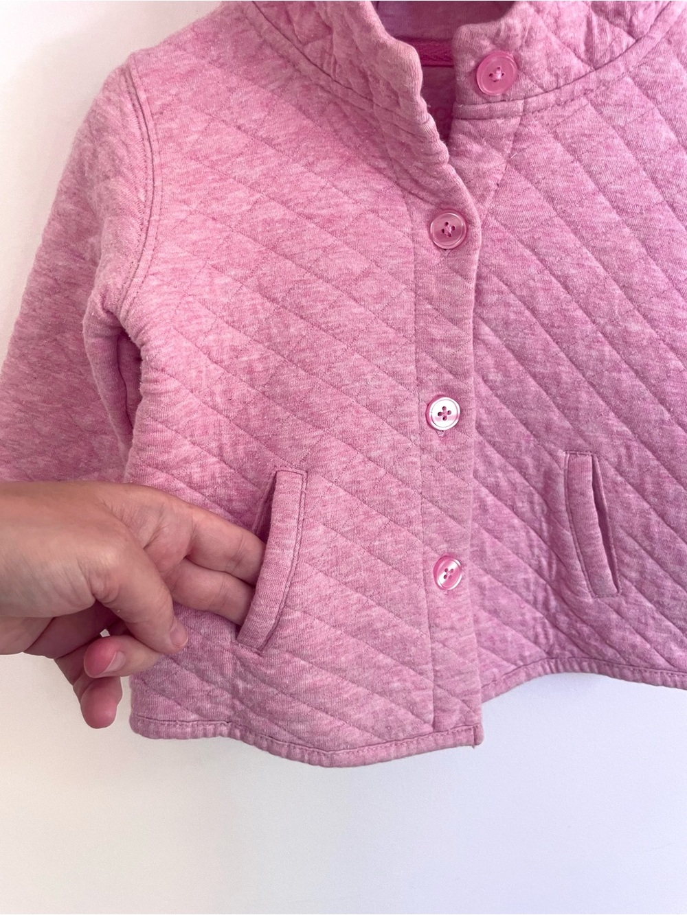 $7 💥Baby Girl Quilted Jacket, Lightweight, Lined Hood, Peony Pink, Pockets